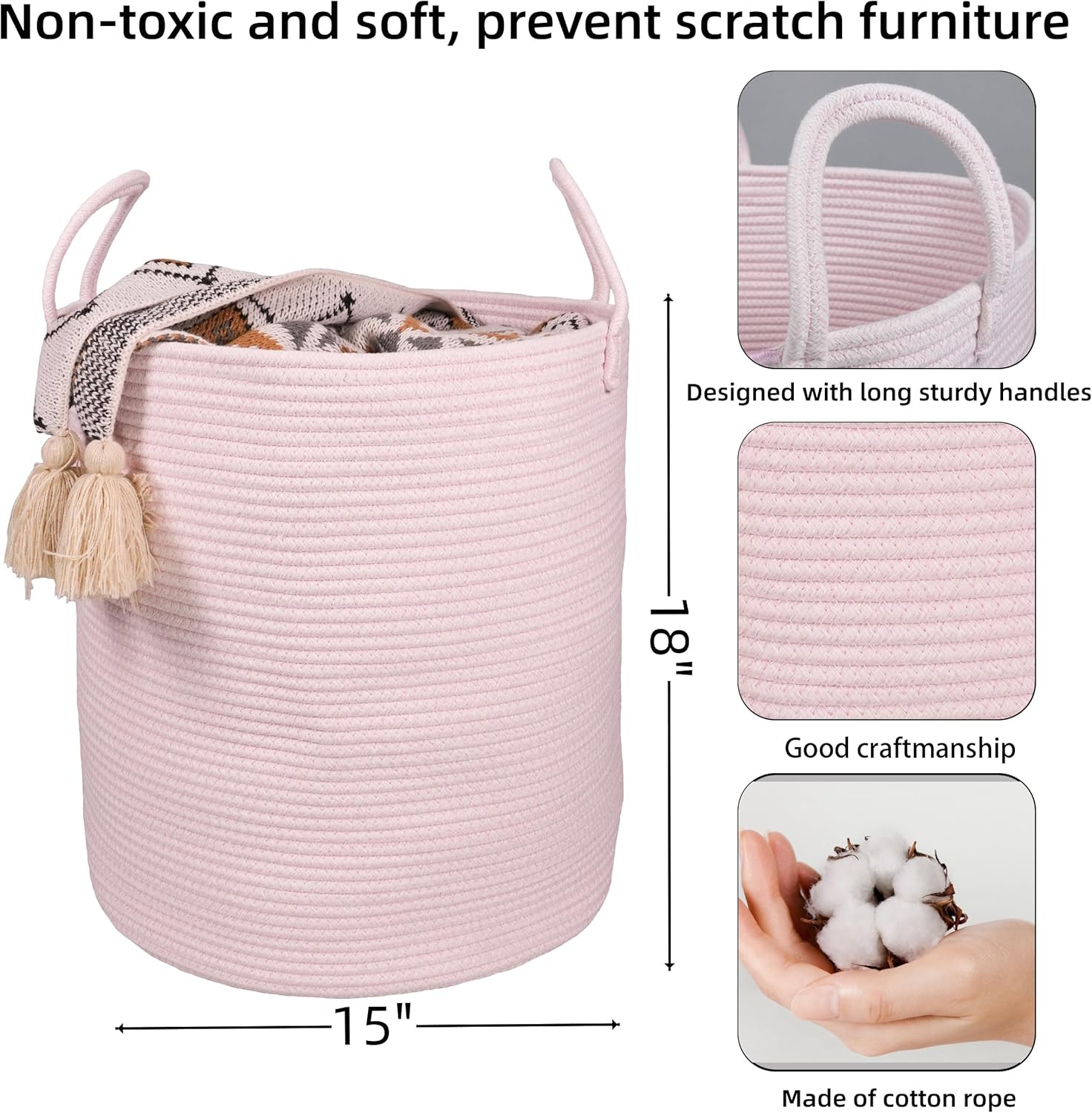 Large Cotton Rope Laundry Bask - مراجعة Baby Products Hamper وسعره