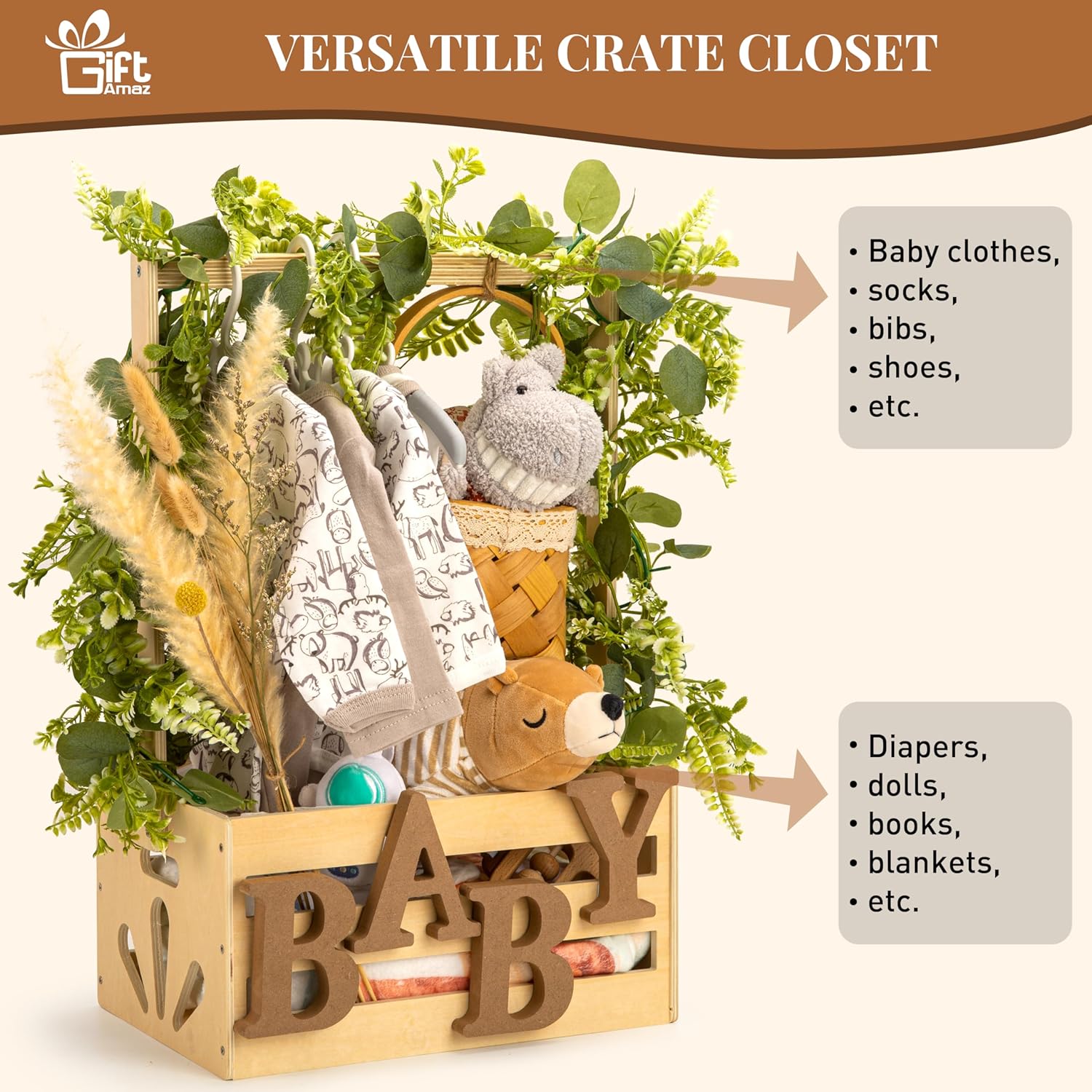 Wooden Baby Shower Crate Baske - مراجعة Baby Products Hamper وسعره